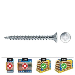 CAJA 100 unid. TORNILLO MADERA AVELLANADO POZI DIN/REF VLOX Ø5x80mm ZINCADO+LUBR. CELO