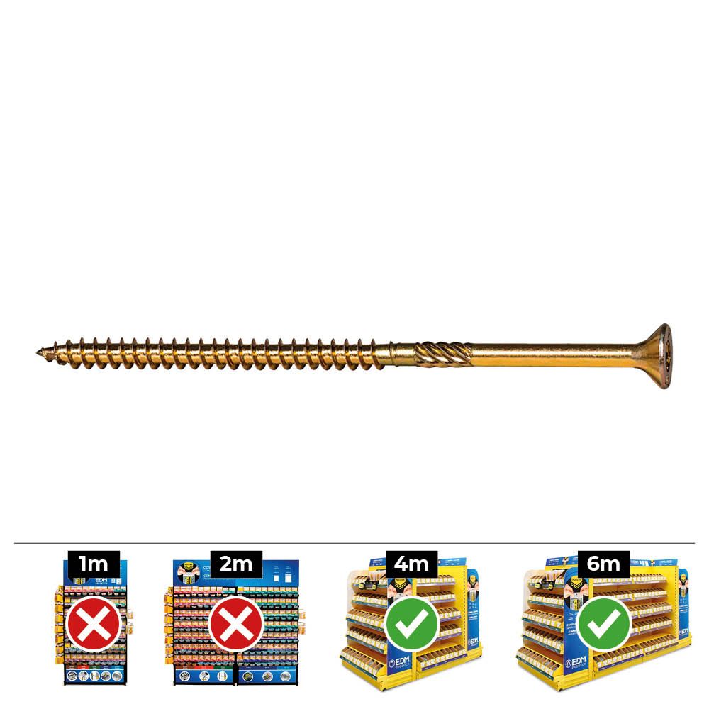 CAJA 100 UNIDADES TORNILLO MADERA AVELLANADO PZ R/PARC DIN/REF VLOX P Ø6 x 120 mm BICROMATADO
