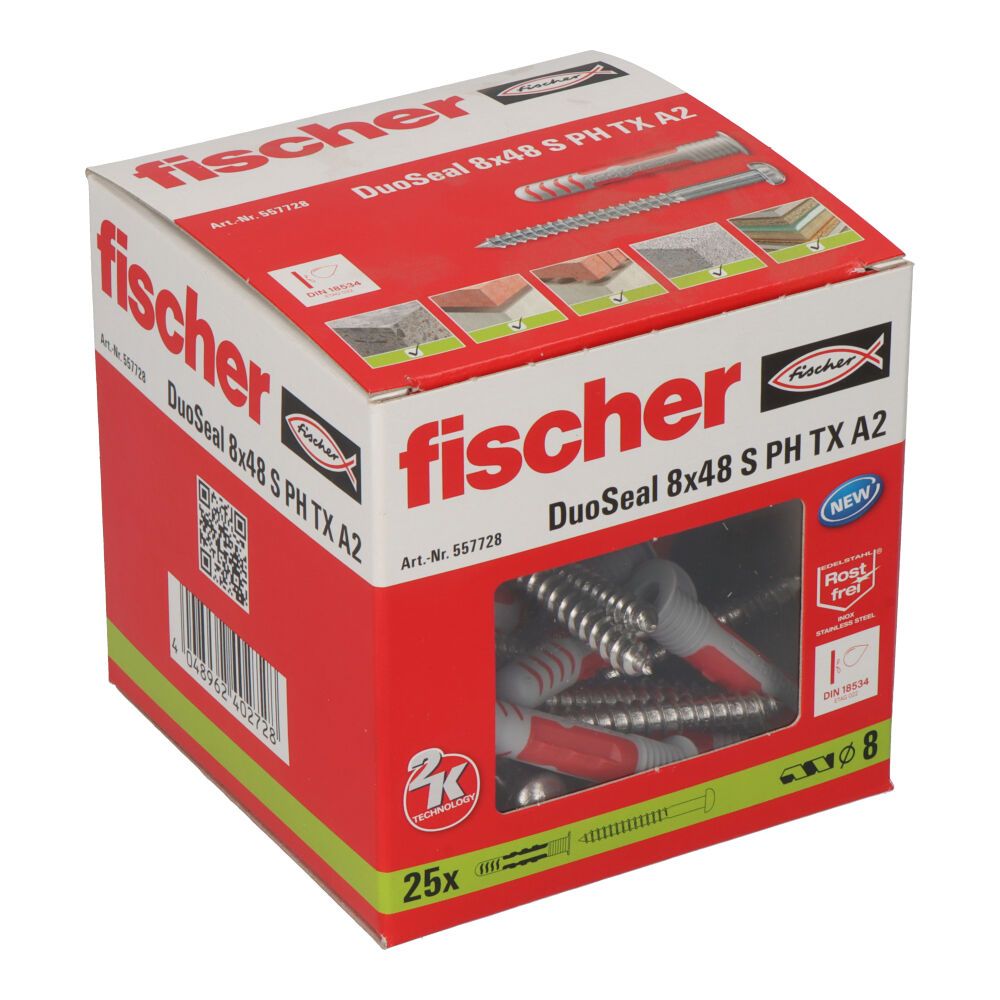 TACOS ESTANCO Ø8 x 48 mm + TORNILLOS DUOSEAL Ø6 x 70 mm, PACK 25 uds - Imagen 2