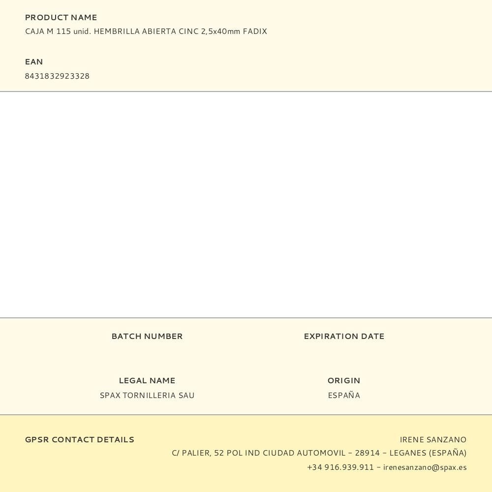 HEMBRILLA ABIERTA ZINCADO 2,5 x 40 mm, CAJA M 115 uds - Imagen 3