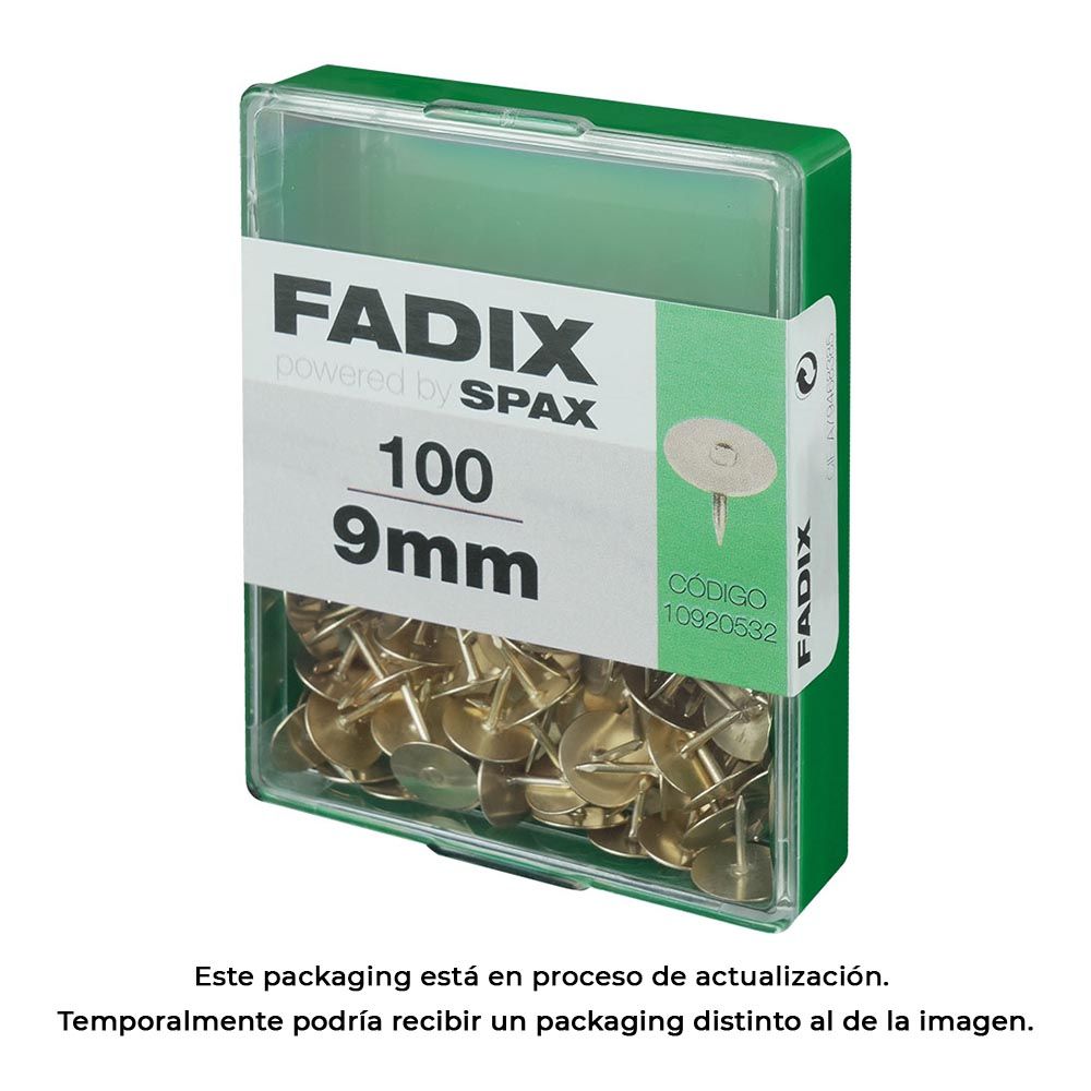 CHINCHETA PLANA LATONADA 9 mm, CAJA 100 uds
