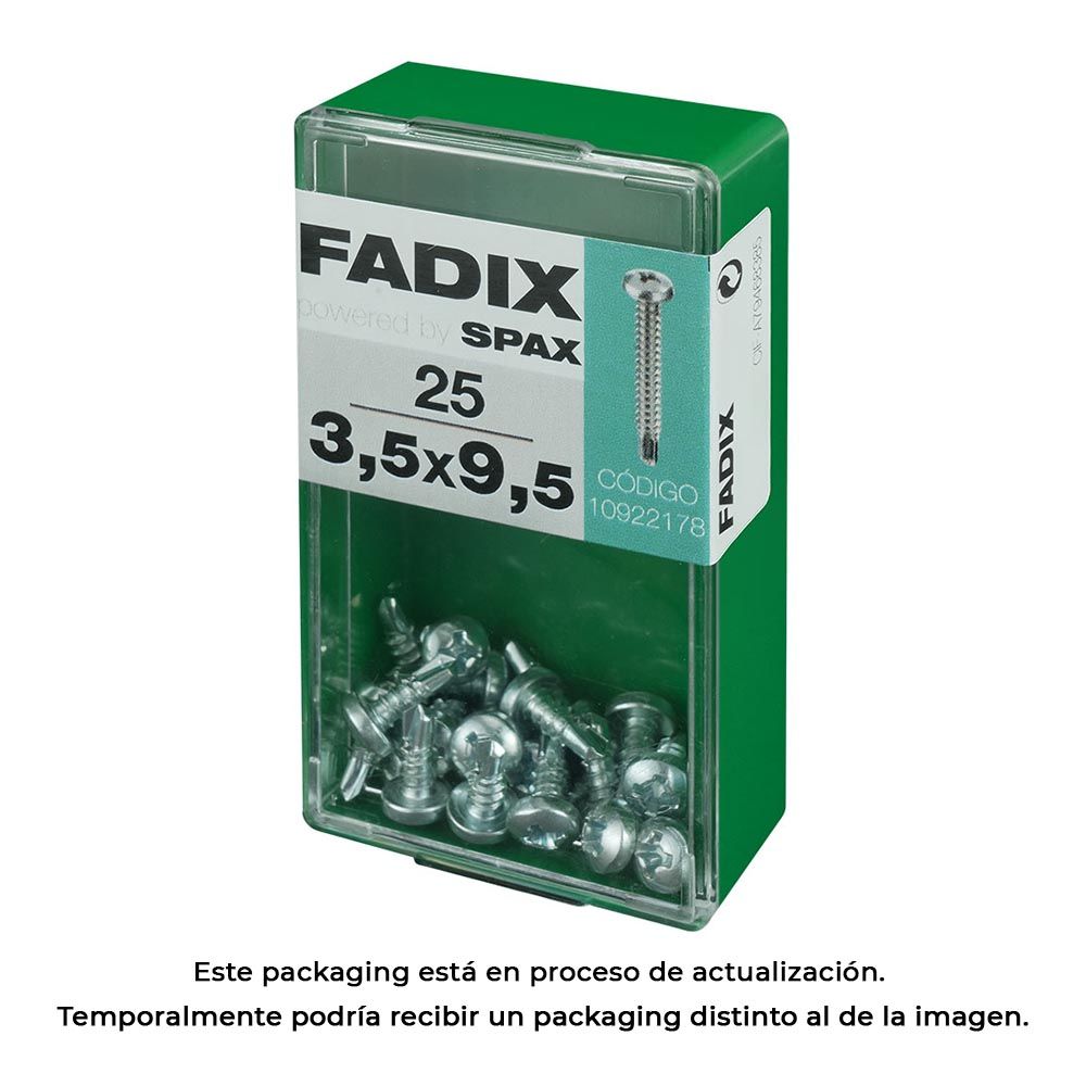 CAJA S 25 unid. TORNILLO ROSCA CHAPA CR AUTOT. 3,5x9,5mm FADIX
