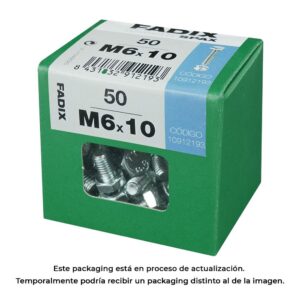 CAJA L 50 unid. TORNILLO METRICA CAB HEX+TUERCA CINC M 6x10mm FADIX
