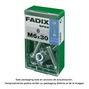 CAJA S 6 unid. TORNILLO METRICA CAB HEX+TUERCA CINC M 6x30mm FADIX