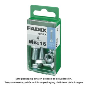 CAJA S 4 unid. TORNILLO METRICA CAB HEX+TUERCA CINC M 8x16mm FADIX