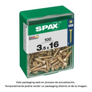 CAJA 100 unid. TORNILLO MADERA SPAX CABEZA PLANA YELLOX 3,5x16mm SPAX