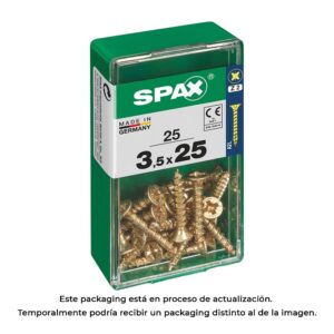 CAJA 25 unid. TORNILLO MADERA SPAX CABEZA PLANA YELLOX 3,5x25mm SPAX
