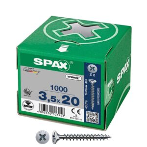 CAJA 1000 UNID. TORNILLO UNIVERSAL CABEZA PLANA WIROX 3,5X20MM Z2