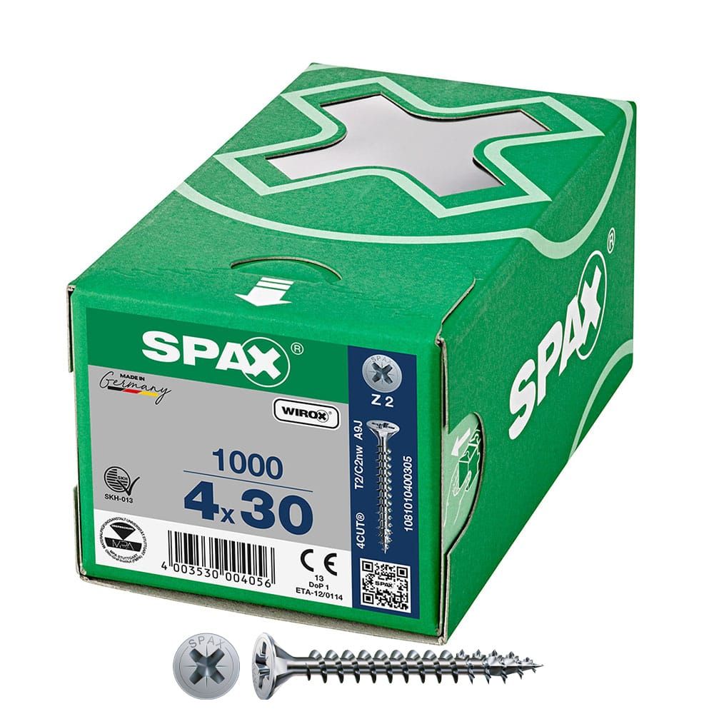 CAJA 1000 UNID. TORNILLO UNIVERSAL CABEZA PLANA WIROX 4X30MM Z2
