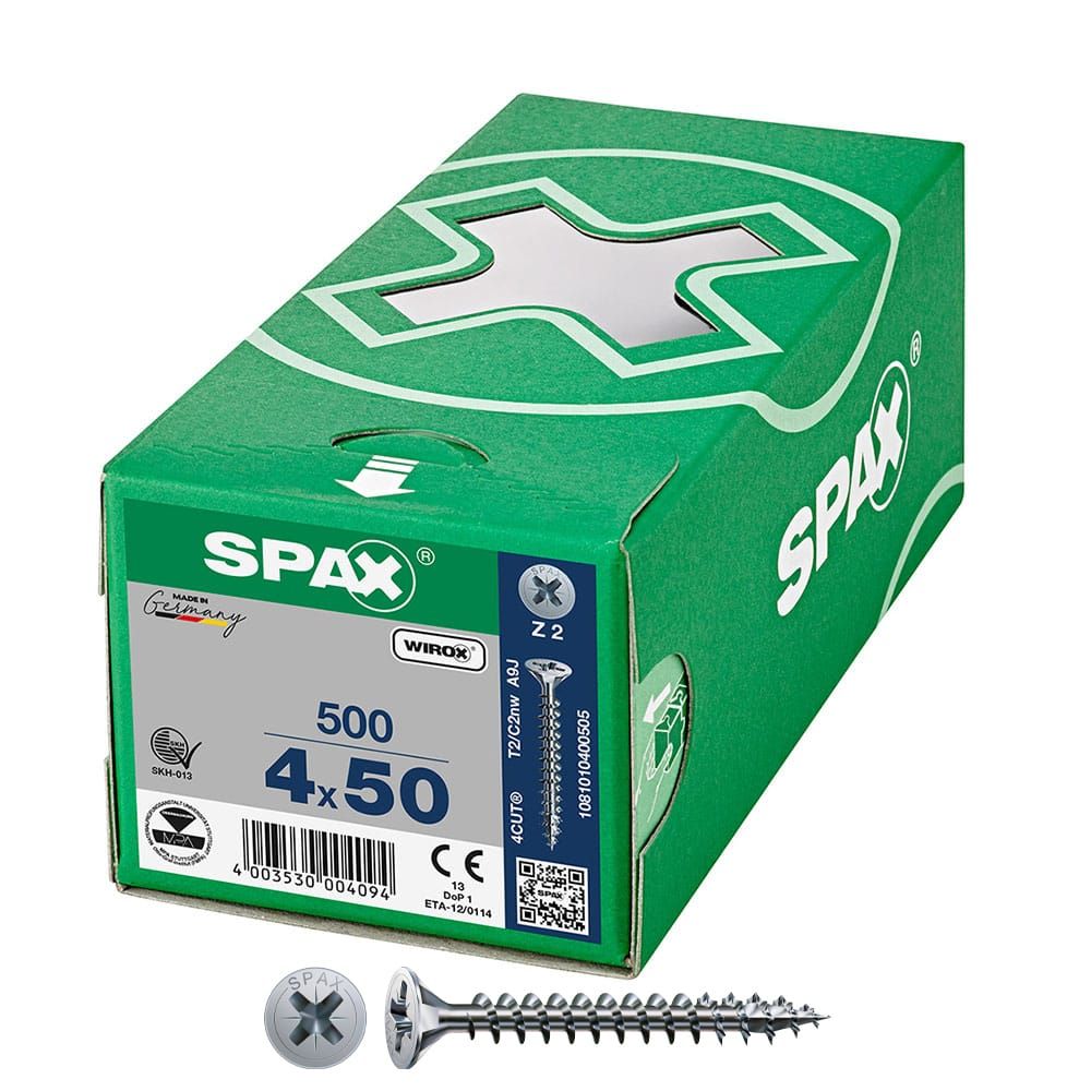 CAJA 500 UNID. TORNILLO UNIVERSAL CABEZA PLANA WIROX 4X50MM Z2