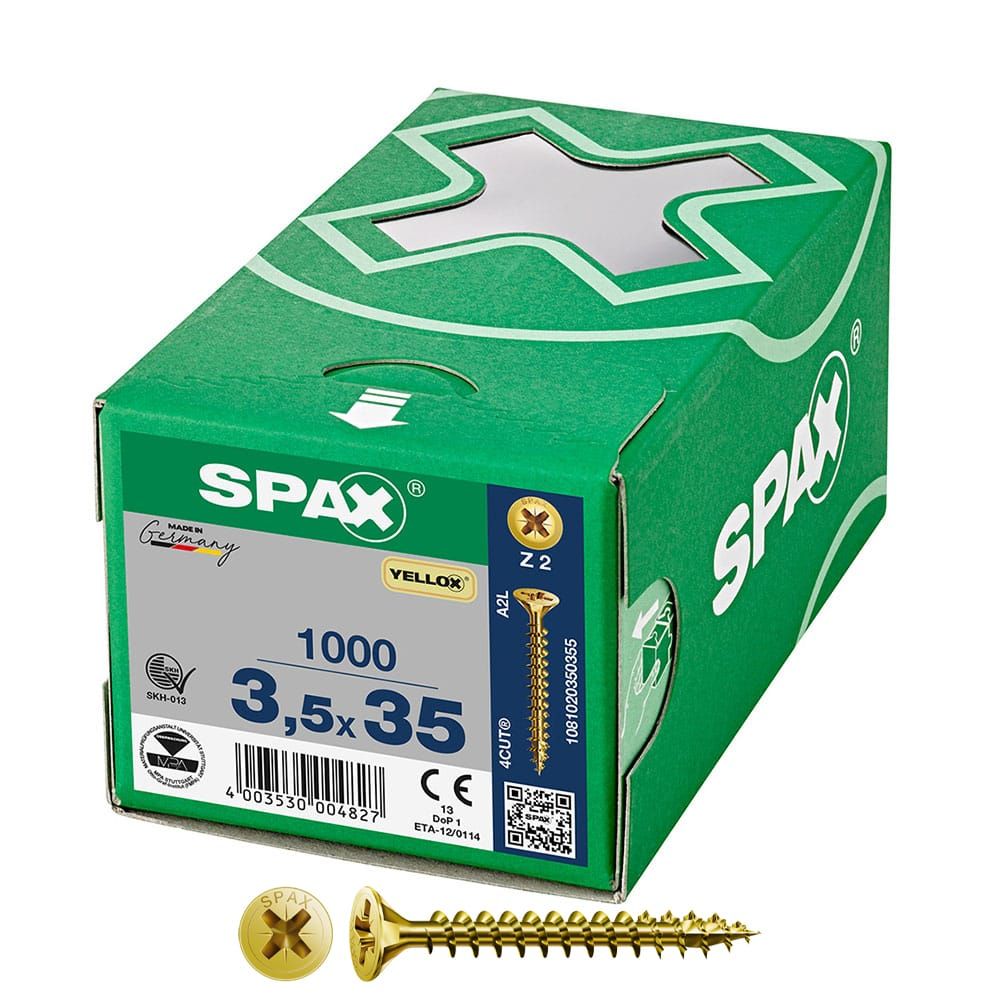 CAJA 1000 UNID. TORNILLO UNIVERSAL CABEZA PLANA YELLOX 3,5X35MM Z2