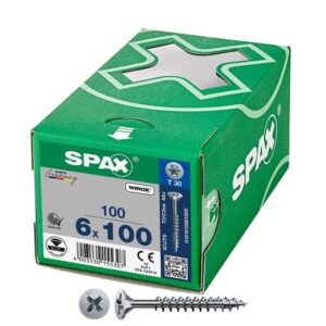 CAJA 100 UNID. TORNILLO UNIVERSAL CABEZA PLANA WIROX 6X100MM T30