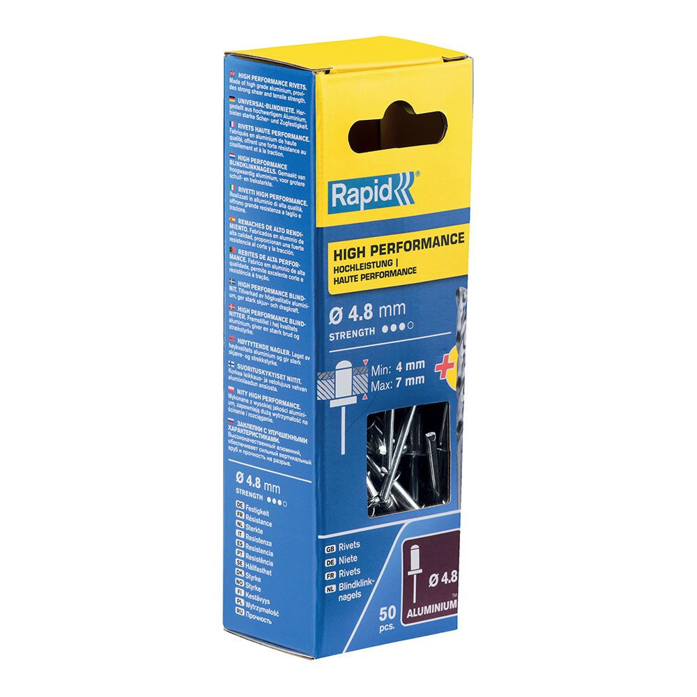 REMACHES TIPO BROCA DE ALUMINIO Ø4.8 x 10 mm. BLISTER 50 uds