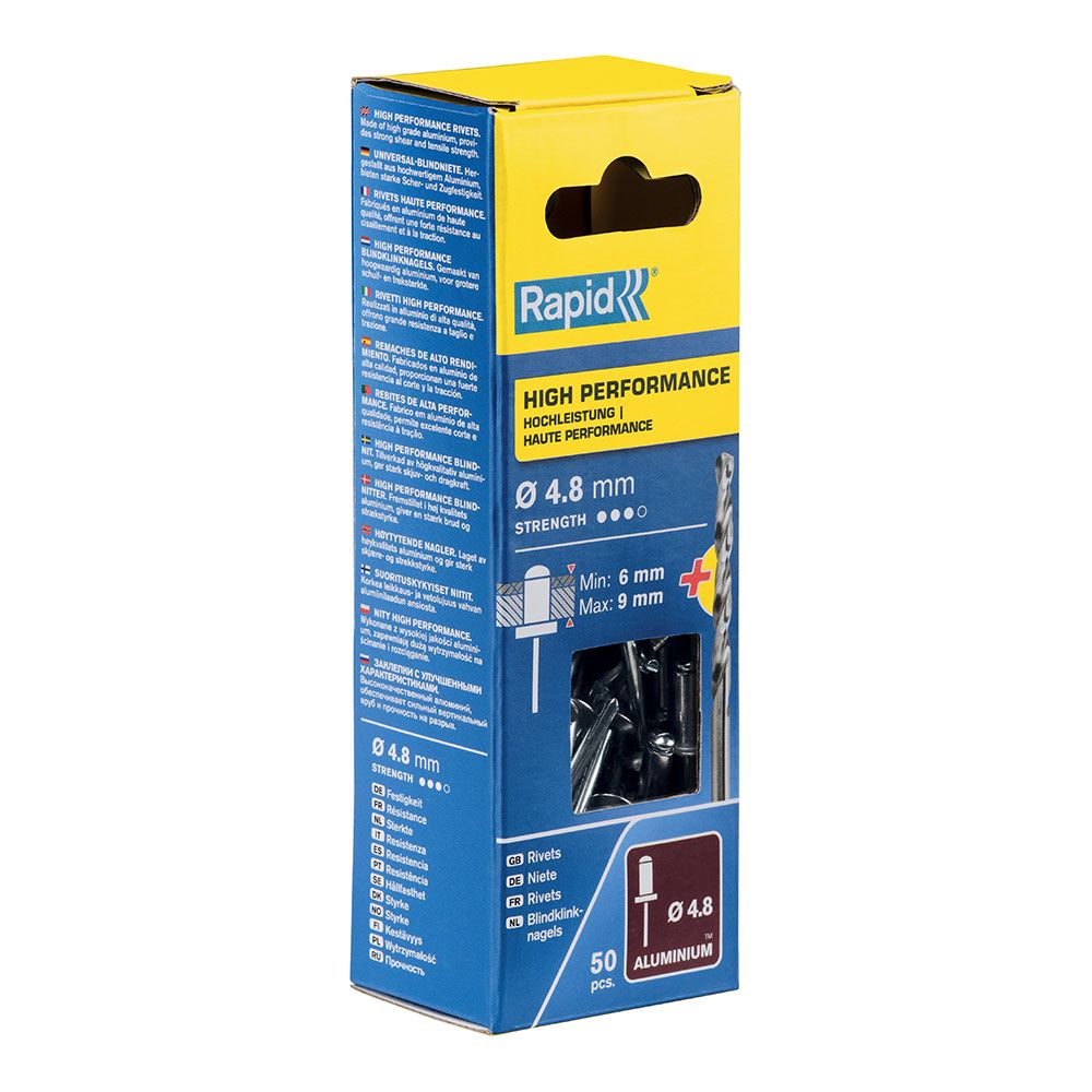 REMACHES TIPO BROCA DE ALUMINIO Ø4.8 x 12 mm. BLISTER 50 uds