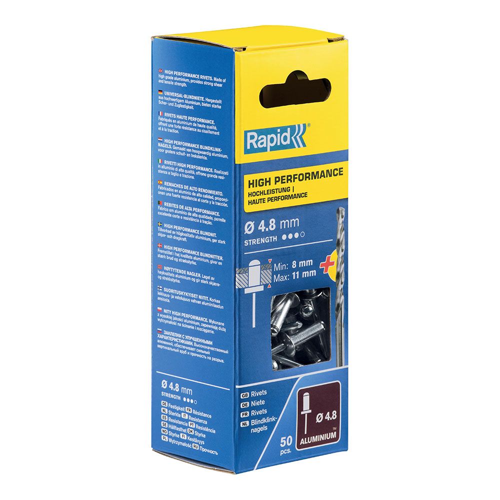 REMACHES TIPO BROCA DE ALUMINIO Ø4.8 x 14 mm. BLISTER 50 uds