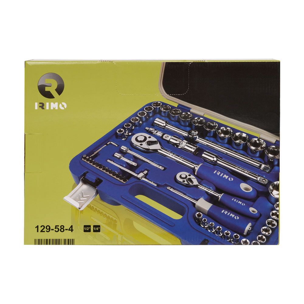 LLAVE DE CARRACA ½ Y ¼ pulg, VASOS HEXAGONALES ½ 8-32mm Y ¼ 4-13mm, JUEGO 58 PIEZAS - Imagen 2