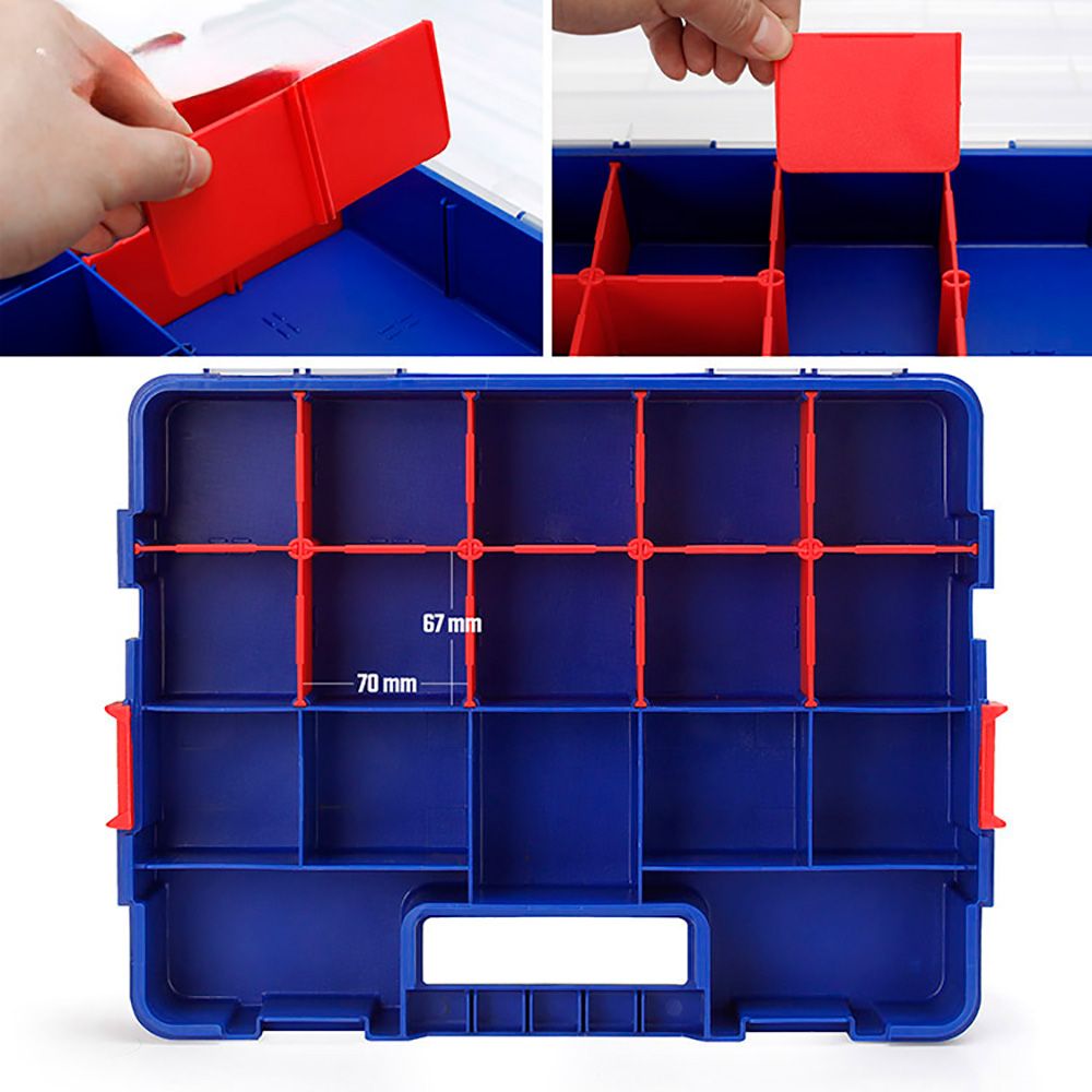 ORGANIZADOR DE COMPARTIMENTOS APILABLE CON TAPA 18 DIVISIONES - Imagen 5
