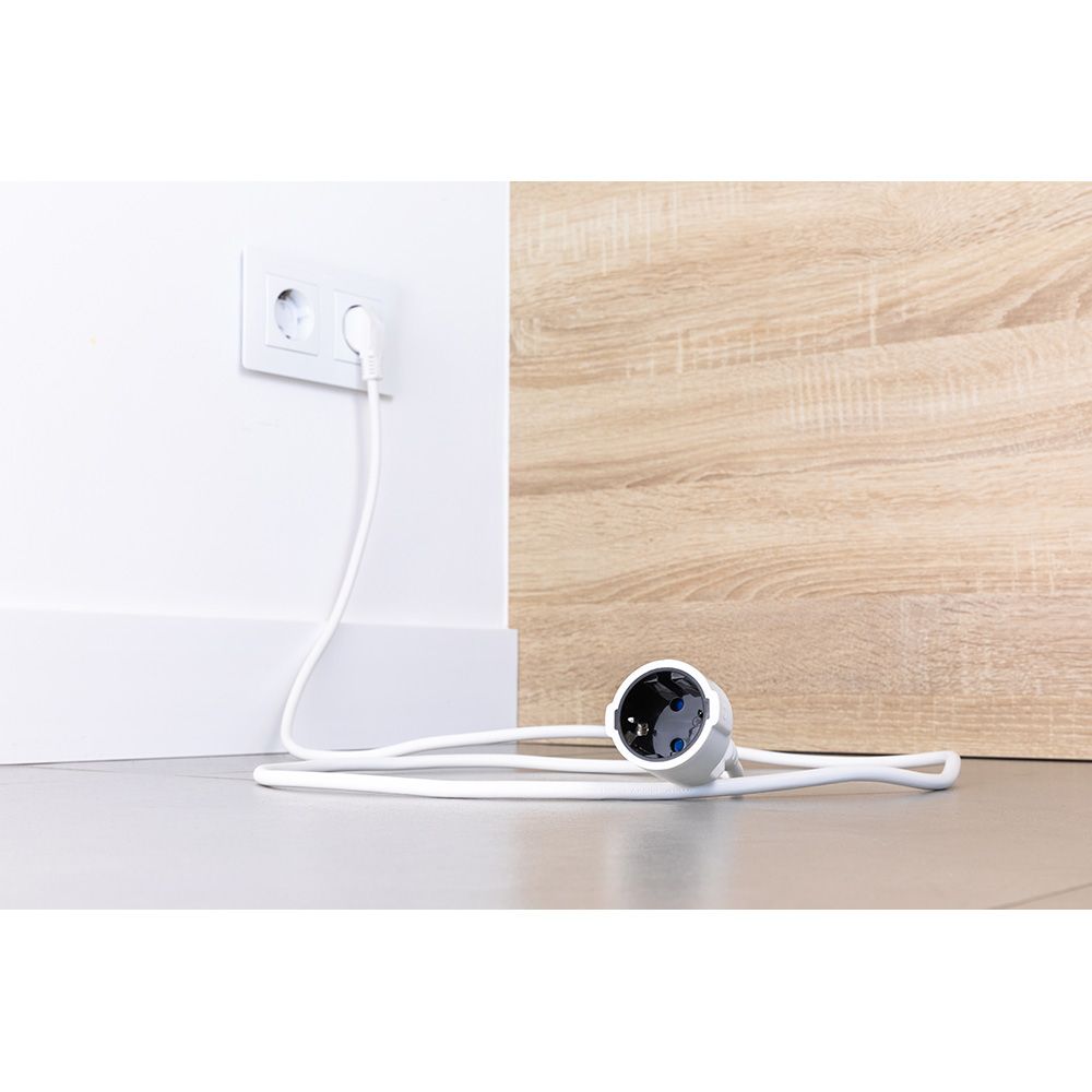 PROLONGADOR CON 1 TOMA 2P+T, 16A 250V~ 3 m DE CABLE H05VV-F 3G1,5mm², BLANCO - Imagen 2