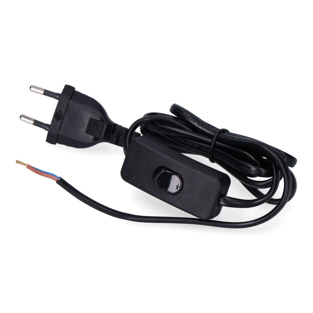 CONEXION CON INTERRUPTOR 3A 1,5m 2x0,75mm MANGUERA PLANA NEGRA EDM