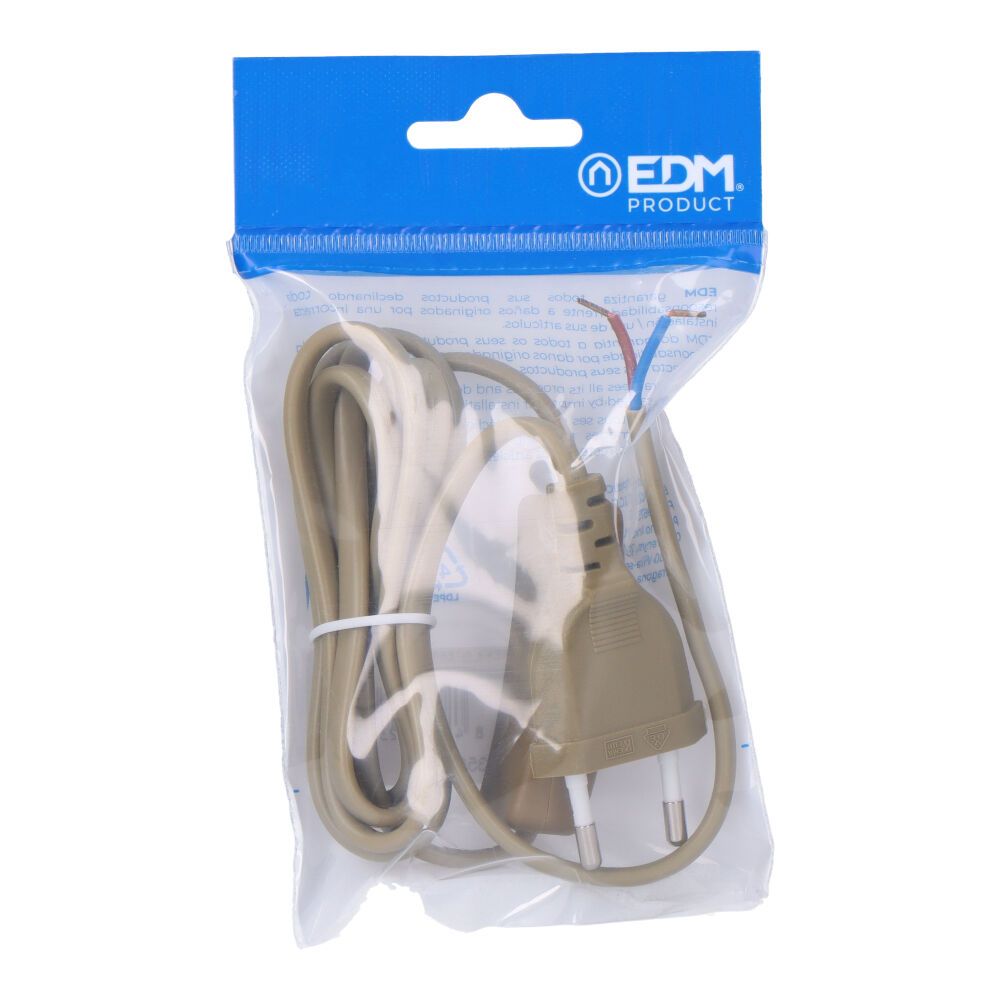 CONEXION CON INTERRUPTOR 3A 1,5m 2x0,75mm MANGUERA PLANA DORADO EDM - Imagen 2