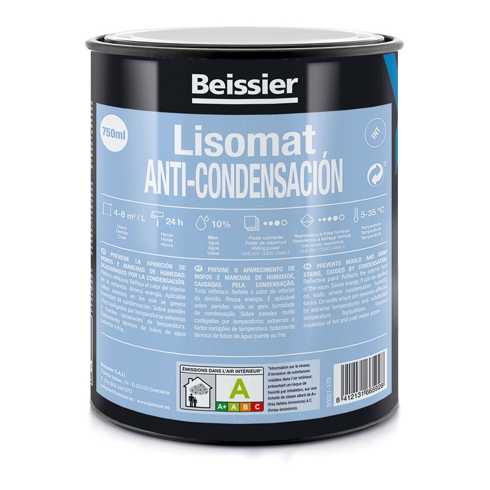 PINTURA ACRÍLICA AISLANTE LISOMAT ANTI-CONDENSACIÓN BLANCO MATE 750 ml