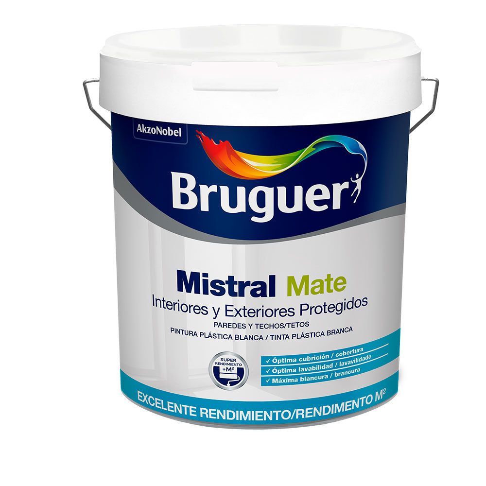 PINTURA PLÁSTICA ACRÍLICA ESTIRENADA INTERIOR/EXTERIOR MISTRAL BLANCO MATE 750 ml