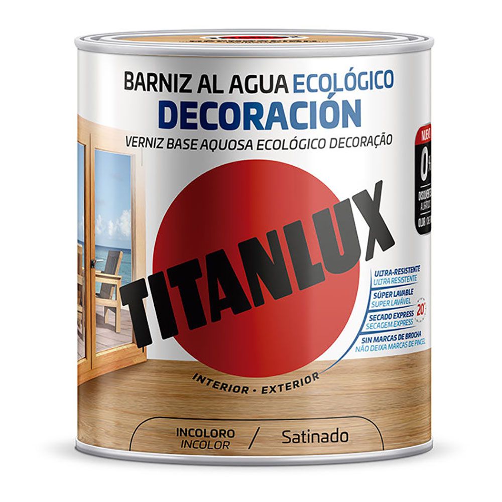 BARNIZ AL AGUA ECOLÓGICO DECORACIÓN INCOLORO SATINADO 750 ml