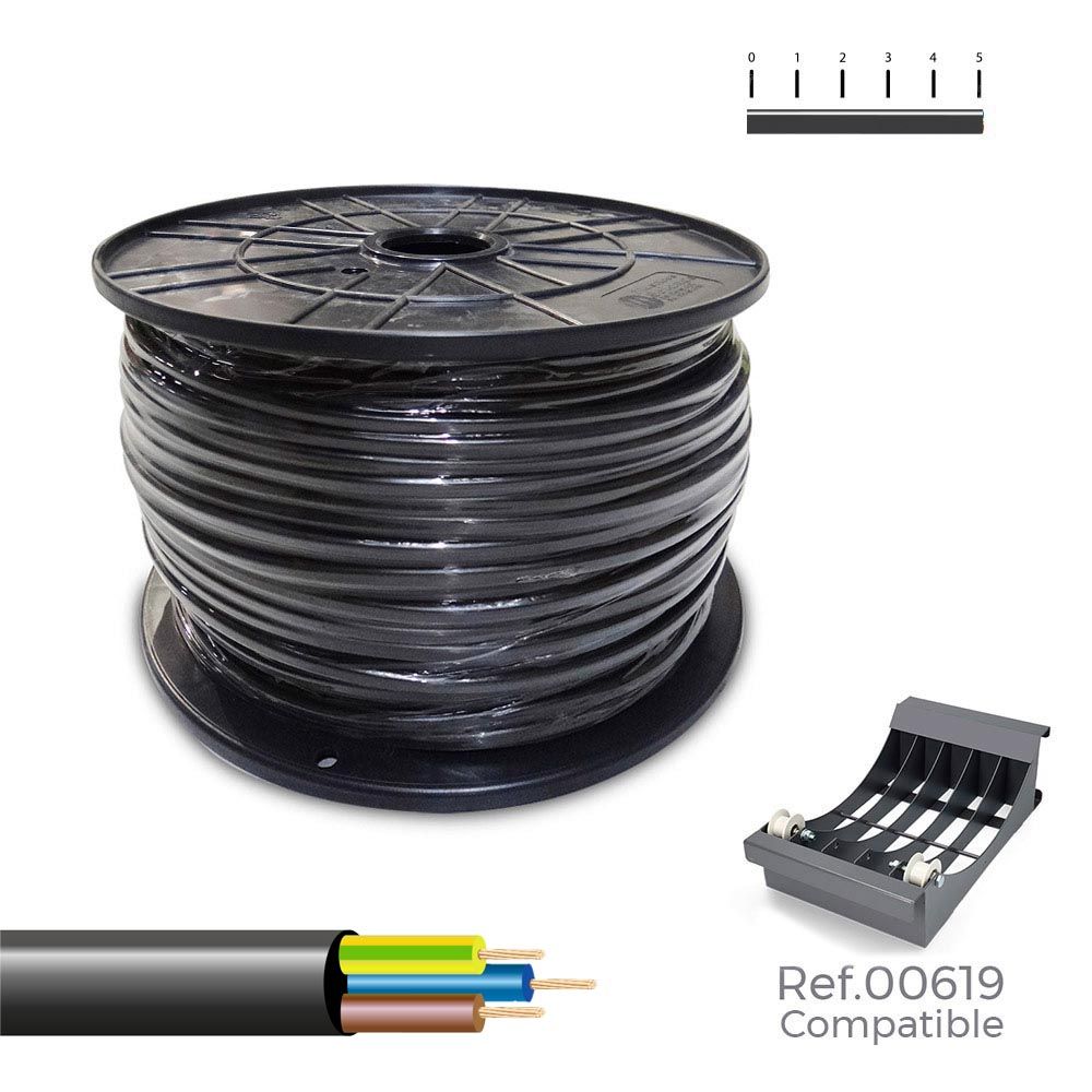 MANGUERA TUBULAR H05VV-F 3 G 1,00 mm² NEGRA, 300 m. (BOBINA GRANDE)