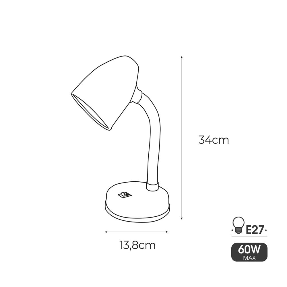 FLEXO DE SOBREMESA MODELO AMSTERDAM E27 60W COLOR BLANCO EDM - Imagen 2
