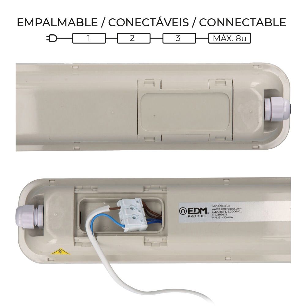 REGLETA ESTANCA LED IP65 48 w 5274 lm 6500 k LUZ FRIA 8,6 x 148 x 6,6 cm - Imagen 2