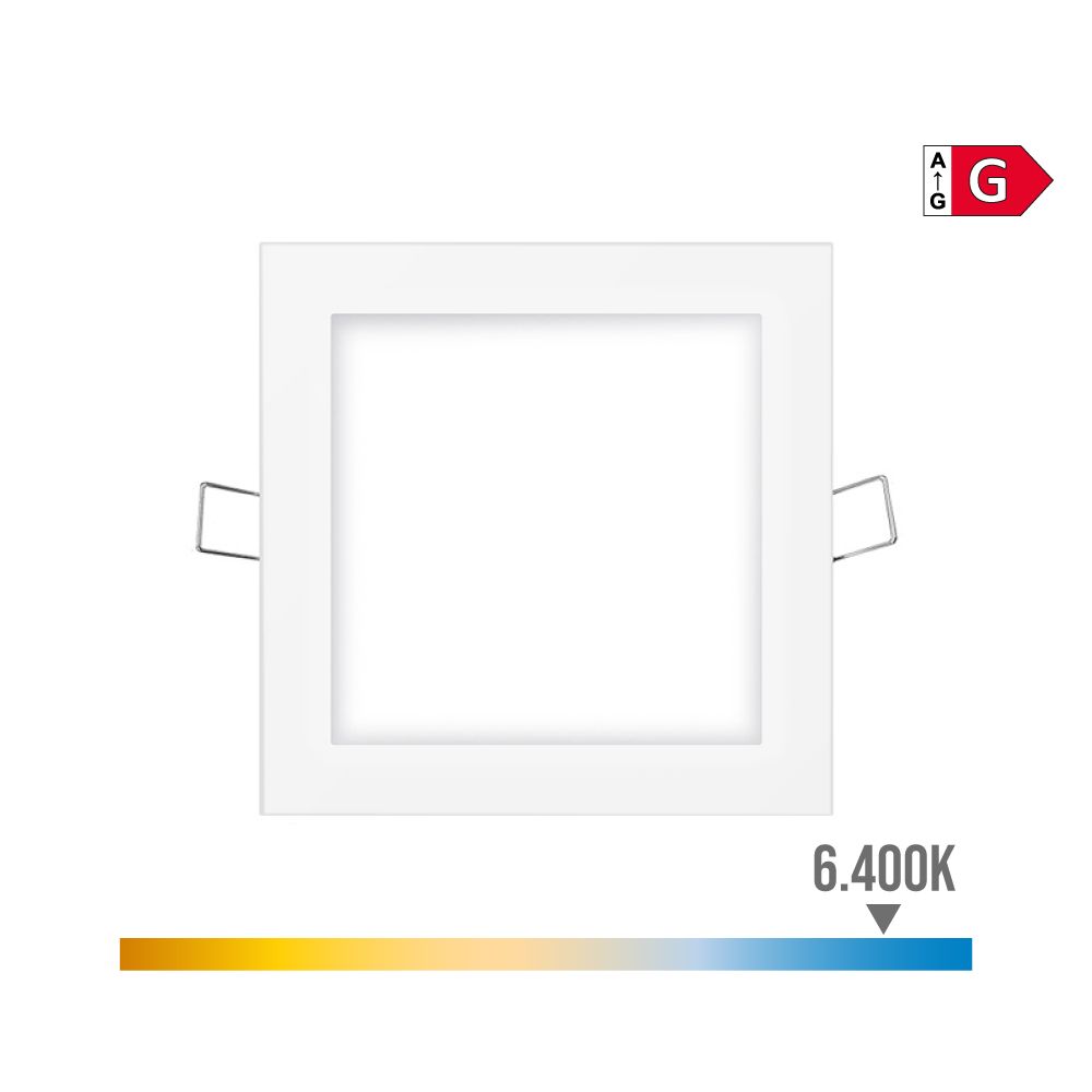 MINI DOWNLIGHT LED EMPOTRABLE CUADRADO 6 W 6400 K LUZ FRIA COLOR BLANCO 11,7 x 1 x 11,7 cm