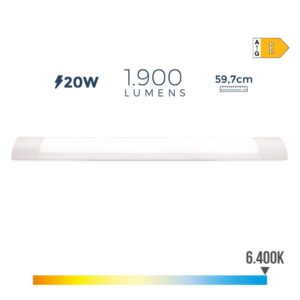 REGLETA LED 20 W 6500 K LUZ FRIA 1900 lm 59,7 x 3,1 x 8 cm