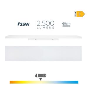 REGLETA LED 25 w 4000 k LUZ DIA 2500 lm 12 x 60 x 4,5 cm