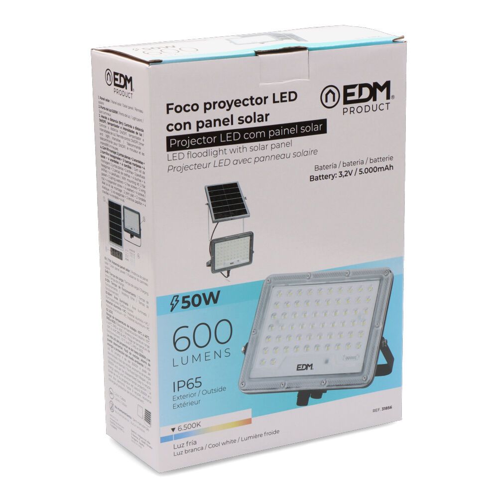 FOCO PROYECTOR SOLAR SLIM 50 W 600 lm 6500 K LUZ FRÍA - Imagen 5