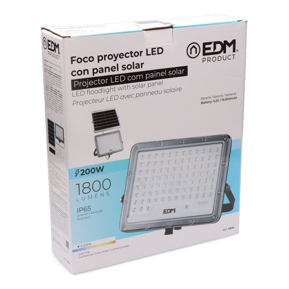 FOCO PROYECTOR SOLAR SLIM 200 W 1800 lm 6500 K LUZ FRÍA - Imagen 5