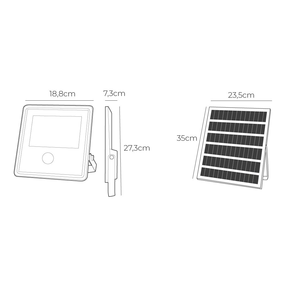 FOCO PROYECTOR SOLAR CON SENSOR 100 W 1200 lm 6500 K LUZ FRÍA - Imagen 6