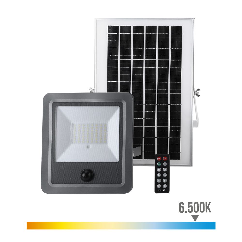 FOCO PROYECTOR SOLAR CON SENSOR 300 W 3500 lm 6500 K LUZ FRÍA