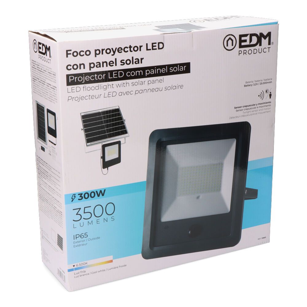 FOCO PROYECTOR SOLAR CON SENSOR 300 W 3500 lm 6500 K LUZ FRÍA - Imagen 5
