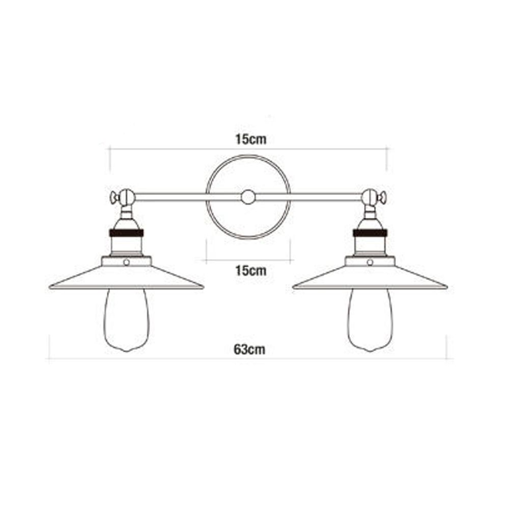 APLIQUE DE PARED DOBLE VINTAGE METALICO E27 60 W 63 x 29 cm - Imagen 2