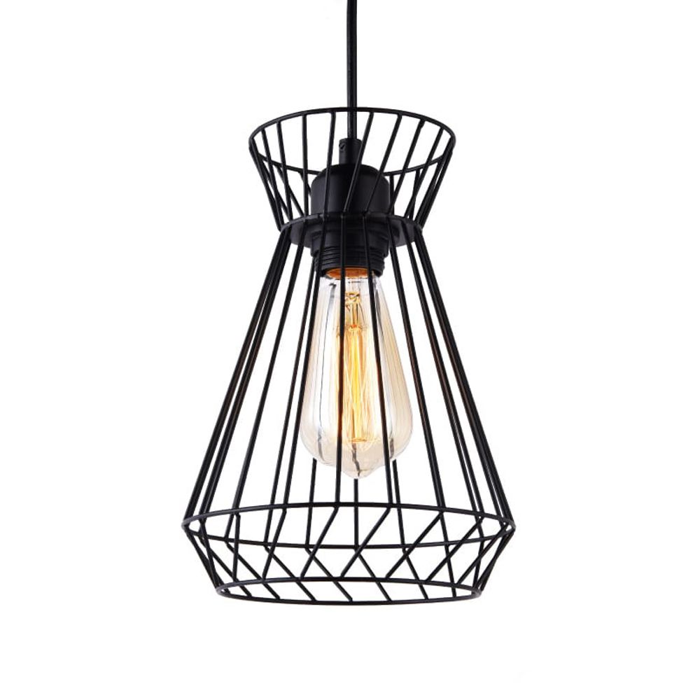LÁMPARA DE TECHO METALICA E27 60W COLOR NEGRO Ø19 x 26 x 130 cm