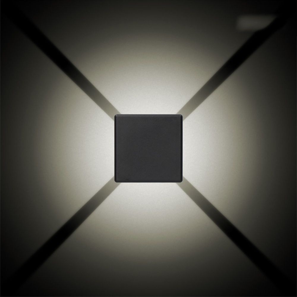 APLIQUE LED CUADRADO 4 PROYECCIONES 6 W 516 lm 3000 K LUZ CALIDA IP54 11.5 x 11.5 x 5 cm - Imagen 3