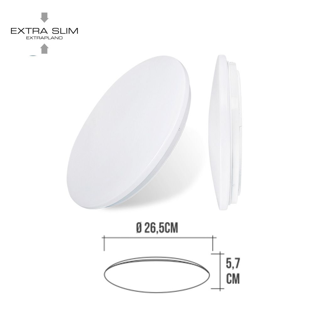 APLIQUE LED CIRCULAR DE SUPERFICIE 12 W 6500 k 1160 lm Ø25,5 x 6,2 cm - Imagen 2