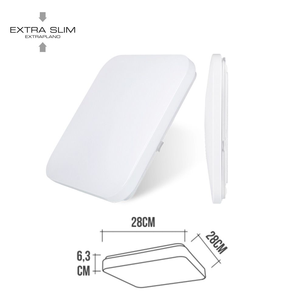 APLIQUE LED CUADRADO EXTRAPLANO DE SUPERFICIE 12 W 4000 k 1160 lm 27,5 x 27,5 x 6,2 cm - Imagen 2