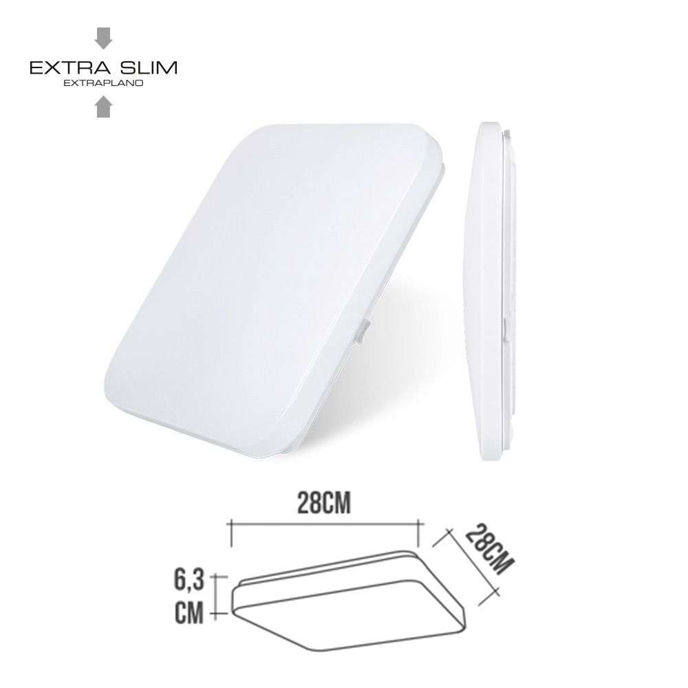 APLIQUE LED CUADRADO EXTRAPLANO DE SUPERFICIE 12 W 6500 k 1160 lm 27,5 x 27,5 x 6,2 cm - Imagen 2