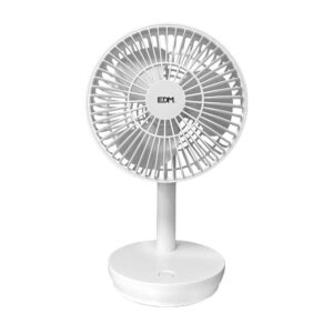VENTILADOR DE SOBREMESA RECARGABLE BLANCO 5W, 31,6 dB, ASPAS: Ø14,5 cm 17 x 13 x 26 cm