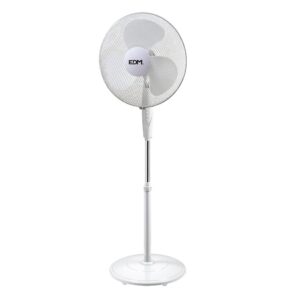 VENTILADOR DE PIE BASE CIRCULAR, BLANCO, POTENCIA 45 W, 55,6 dB, ASPAS Ø40 cm, ALTURA REGULABLE 110-130 cm