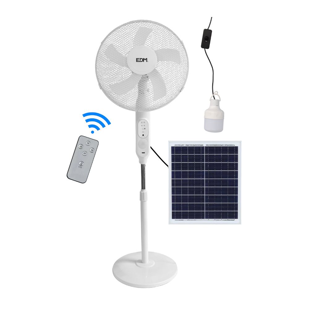 VENTILADOR DE PIE SOLAR, BLANCO POTENCIA 25 W, ASPAS Ø40 cm