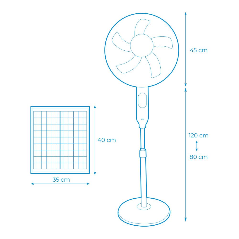 VENTILADOR DE PIE SOLAR, BLANCO POTENCIA 25 W, ASPAS Ø40 cm - Imagen 4