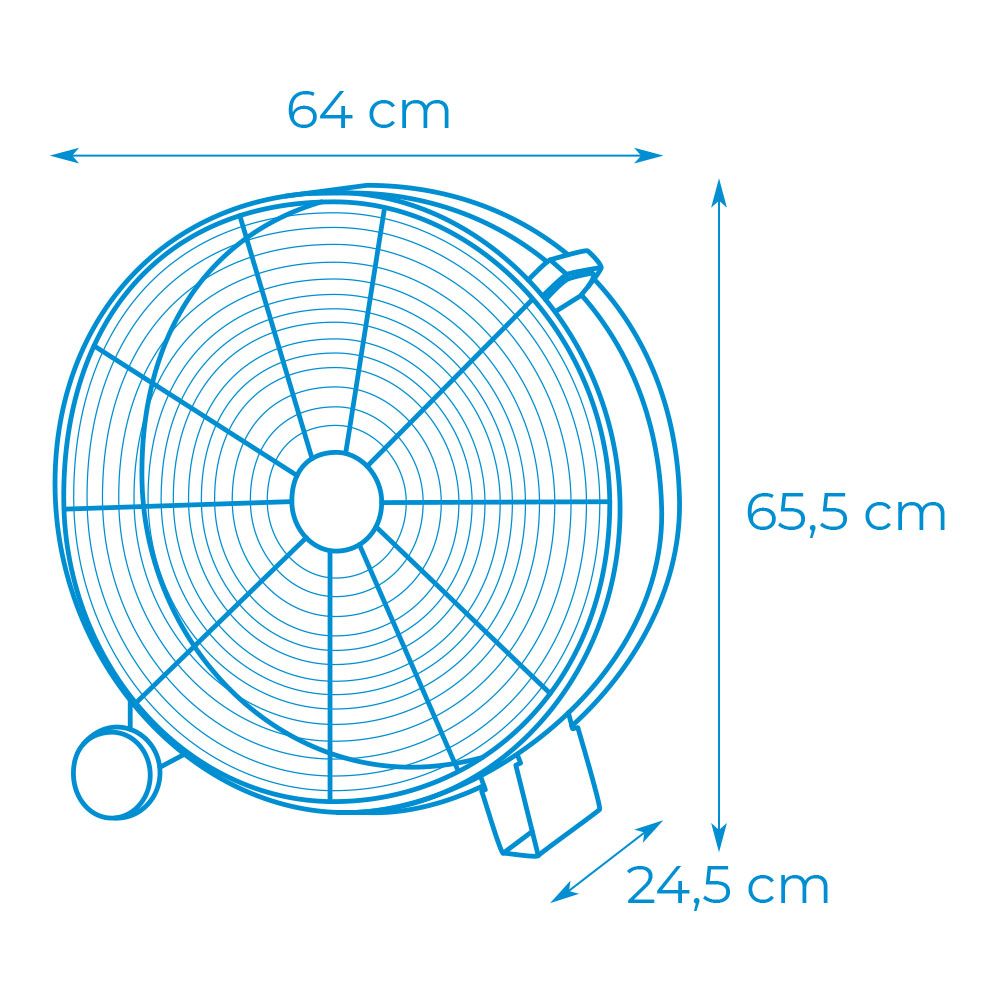 VENTILADOR INDUSTRIAL DE SUELO, CON RUEDAS, NEGRO 180 W, 59,8 dB, Ø65 cm - Imagen 3