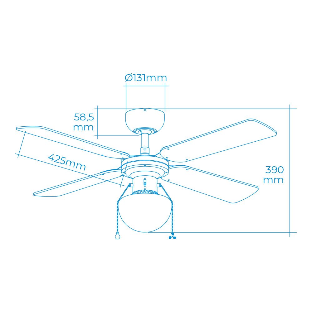 VENTILADOR DE TECHO BLANCO MODELO CARIBE, 50 W, ASPAS Ø102 cm - Imagen 3